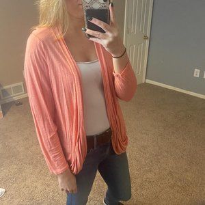 Torrid PEACH PINK CURVED POCKET CARDIGAN 0 Rayon
